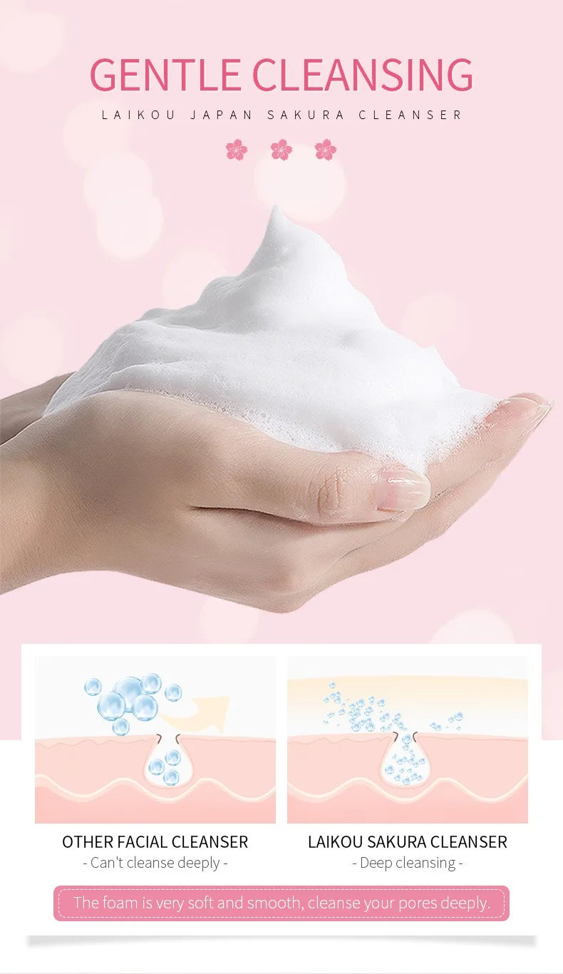 Sakura Cleanser Rich Foam Deep Clean Remove Grease Improve Oily Face Wash Cream Gentle Moisturizing Remove Blackhead Cleanser