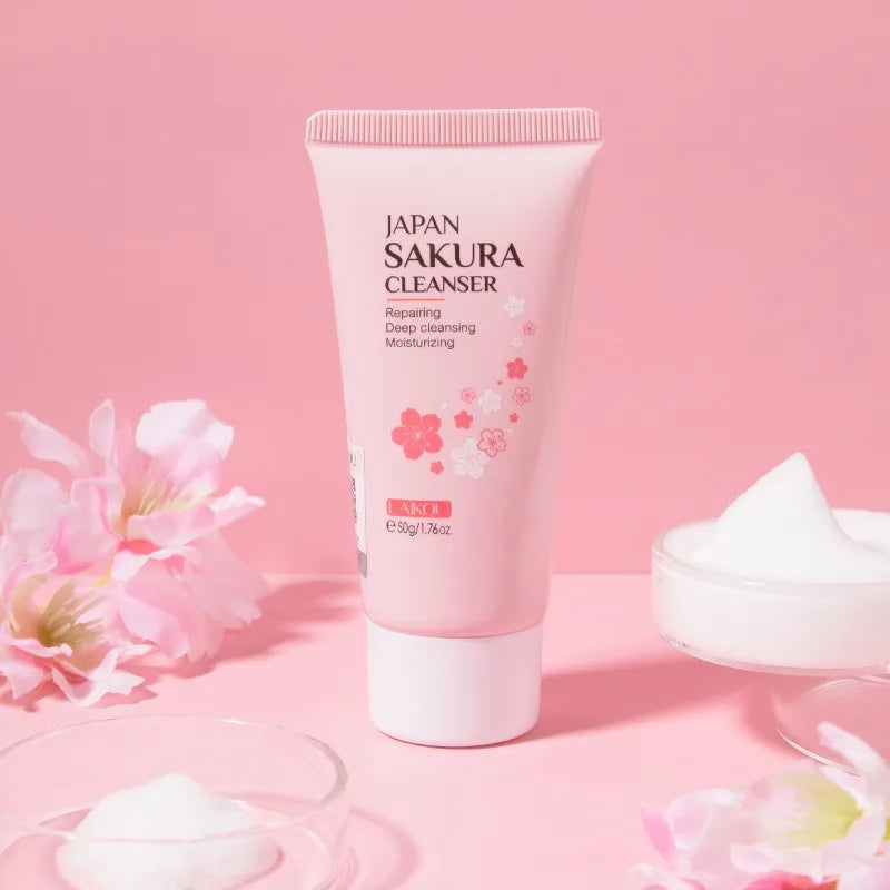 Sakura Cleanser Rich Foam Deep Clean Remove Grease Improve Oily Face Wash Cream Gentle Moisturizing Remove Blackhead Cleanser