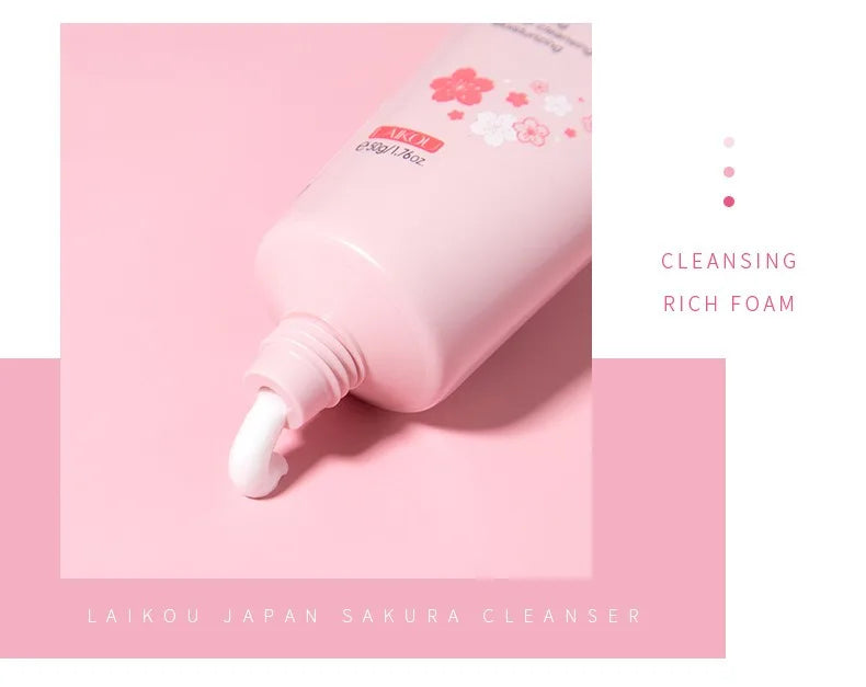 Sakura Cleanser Rich Foam Deep Clean Remove Grease Improve Oily Face Wash Cream Gentle Moisturizing Remove Blackhead Cleanser