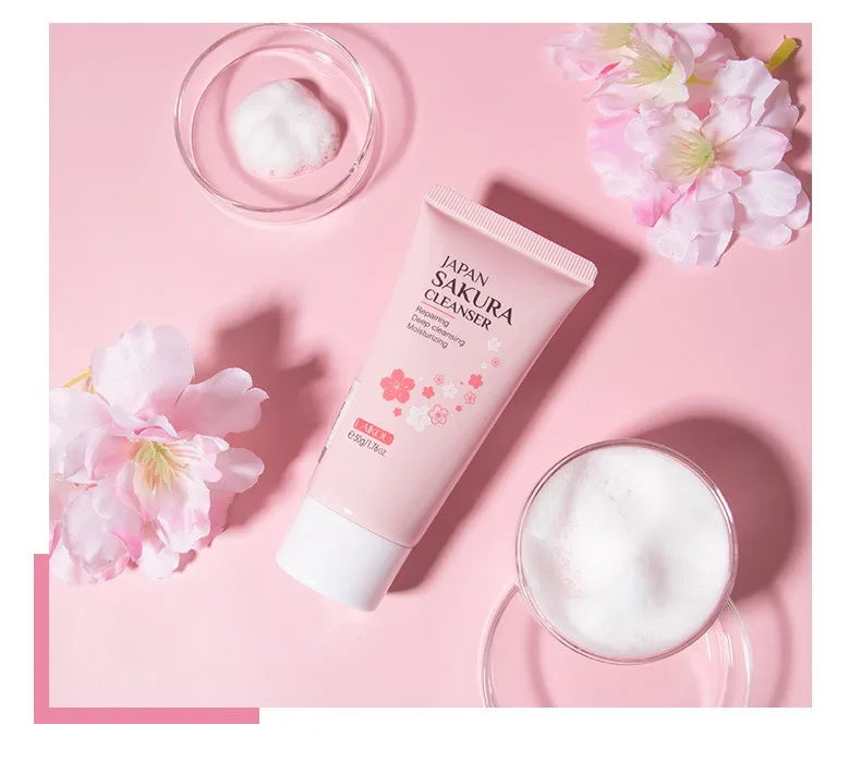 Sakura Cleanser Rich Foam Deep Clean Remove Grease Improve Oily Face Wash Cream Gentle Moisturizing Remove Blackhead Cleanser