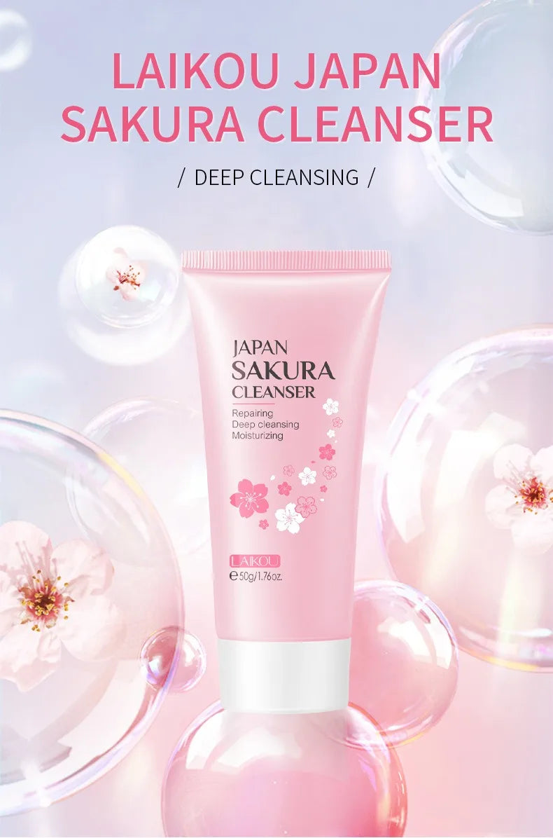 Sakura Cleanser Rich Foam Deep Clean Remove Grease Improve Oily Face Wash Cream Gentle Moisturizing Remove Blackhead Cleanser