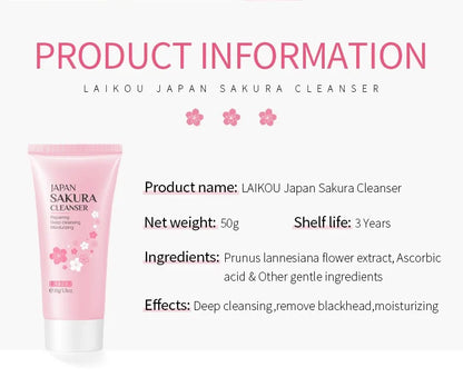 Sakura Cleanser Rich Foam Deep Clean Remove Grease Improve Oily Face Wash Cream Gentle Moisturizing Remove Blackhead Cleanser